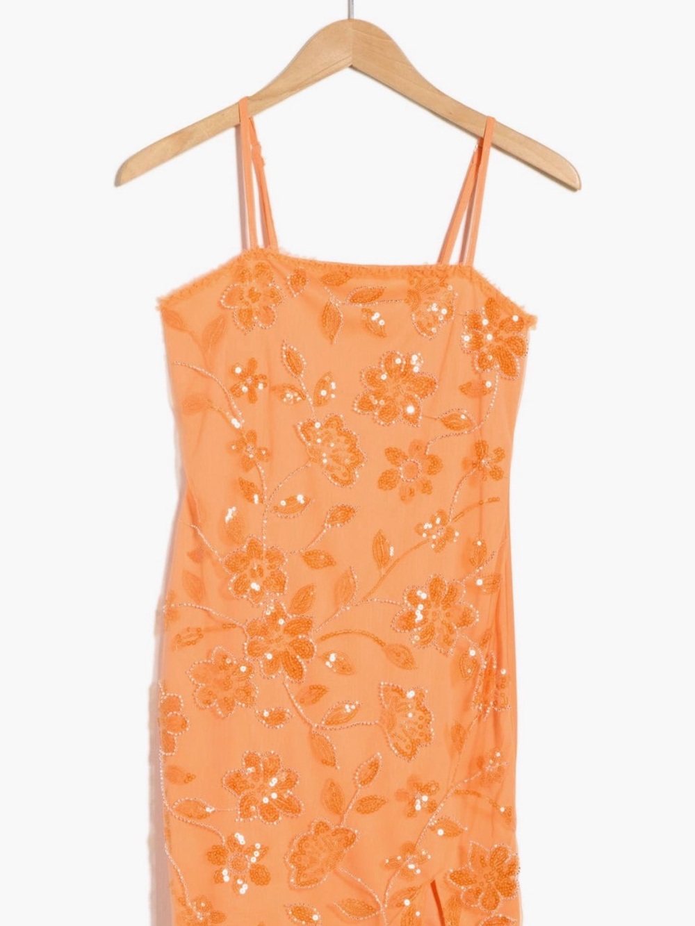 Madden Girl Orange Sequin Floral Slip Mini Dress